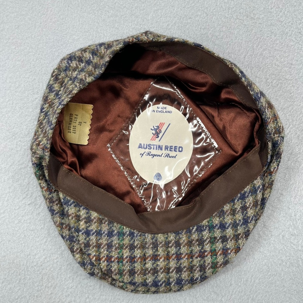Austin Reed Regent Street Mens Wool Flat Cap Glenmore Plaid England Size 7